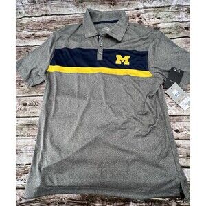 University of Michigan Men's Size Medium Gray Shirt Golf Button Collared Polo